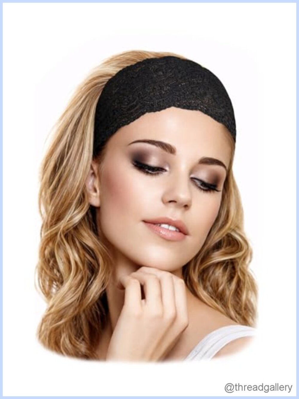 Stretch Lace Headband Wide Scalloped Edge Women Hair Accessory Handmade